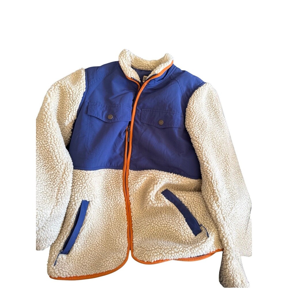 Duluth Trading Co Women’s Burley Sherpa Full Zip Jacket Cream Blue Size XS
